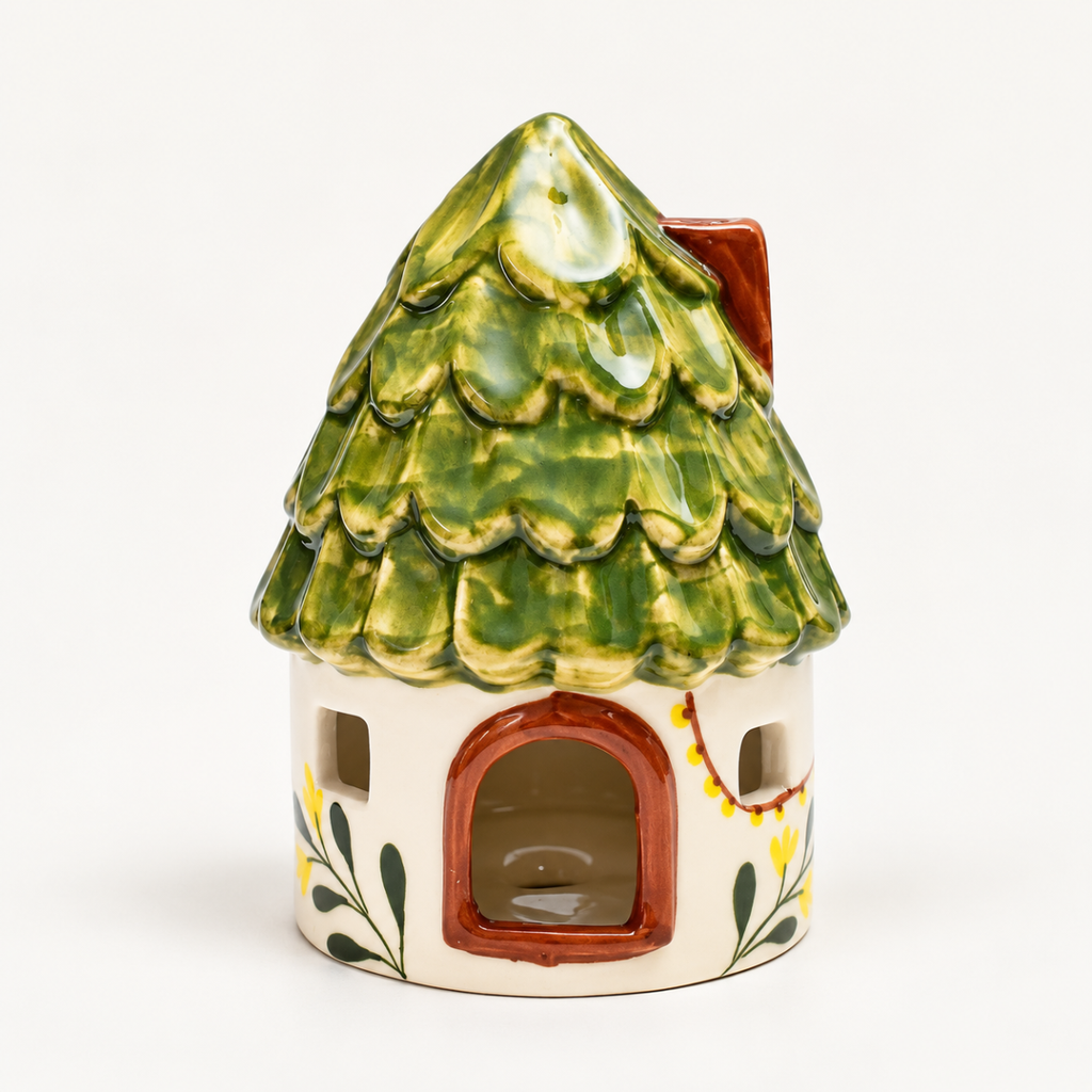 Ceramic Tealight\Dhoop Light Holder  - Hut