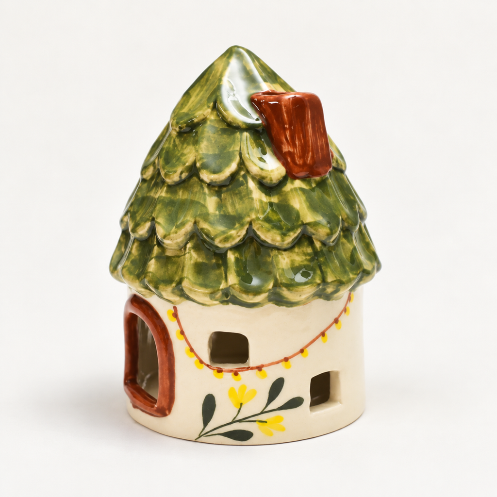 Ceramic Tealight\Dhoop Light Holder  - Hut