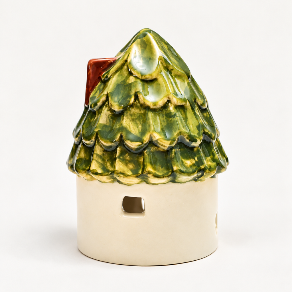 Ceramic Tealight\Dhoop Light Holder  - Hut