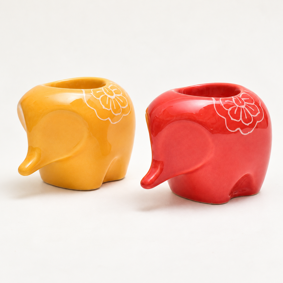 Ceramic Tealight holder  - Elephants ( Set of 2 )
