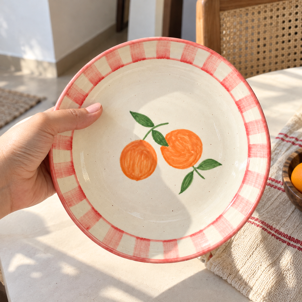 Cute Dessert Plate -  Orange Stripes