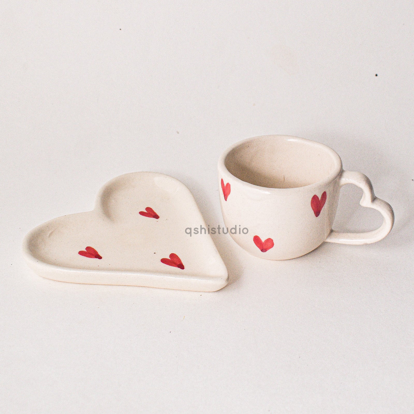 Handmade Ceramic mug & Coaster Set - Love