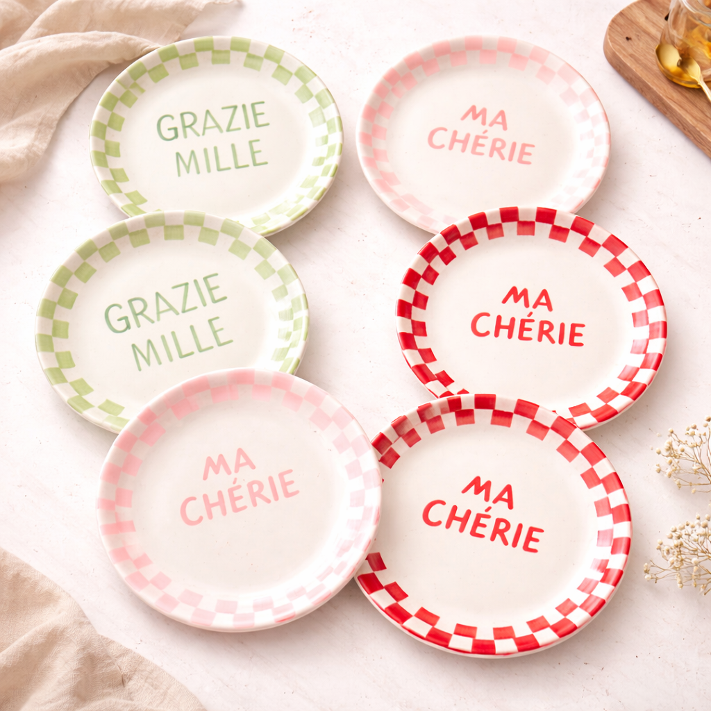 Checked Dessert Plates – Set of 6 Plates (Buy 5 Get 1 free)