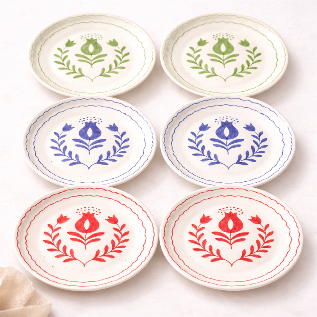 Dessert Anar Flower Plates – Set of 6 Plates (7inches)