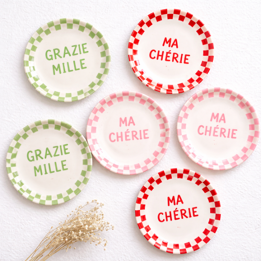 Checked Dessert Plates – Set of 6 Plates (Buy 5 Get 1 free)