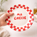 Cute Dessert Plate -  Ma cherie (Red)