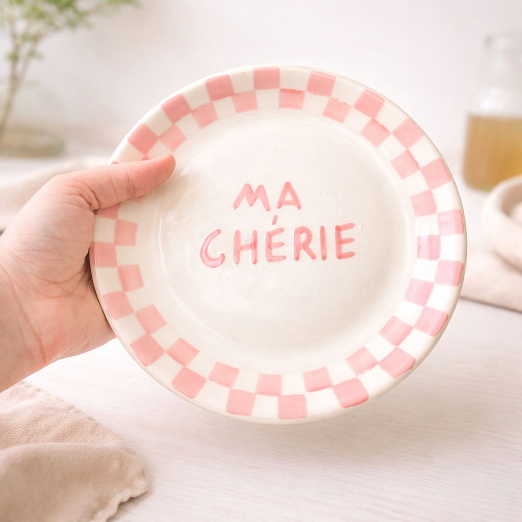 Cute Dessert Plate -  Ma cherie (Pink)