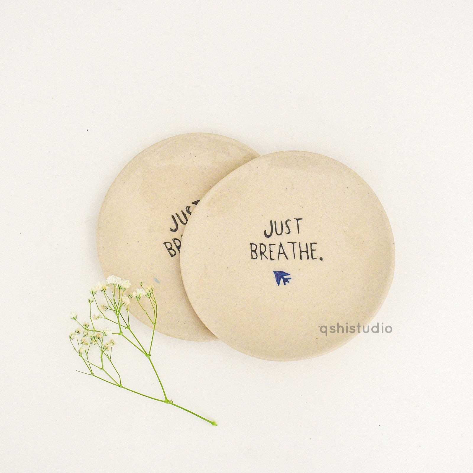 Ceramic Tea Coasters - Just Breathe
