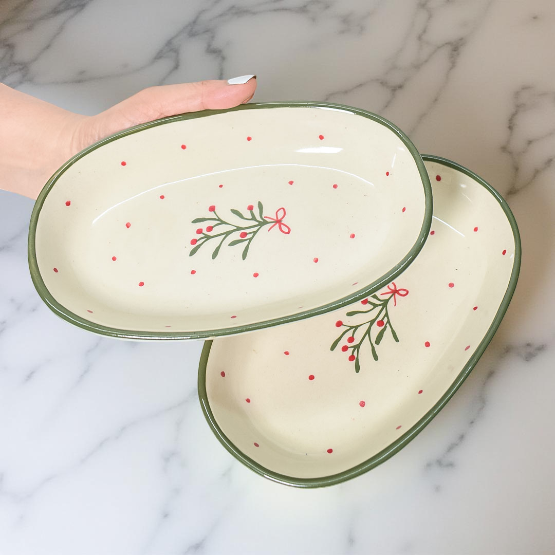 Serving Ceramic Bowl - Mistletoe ( 1 pc)