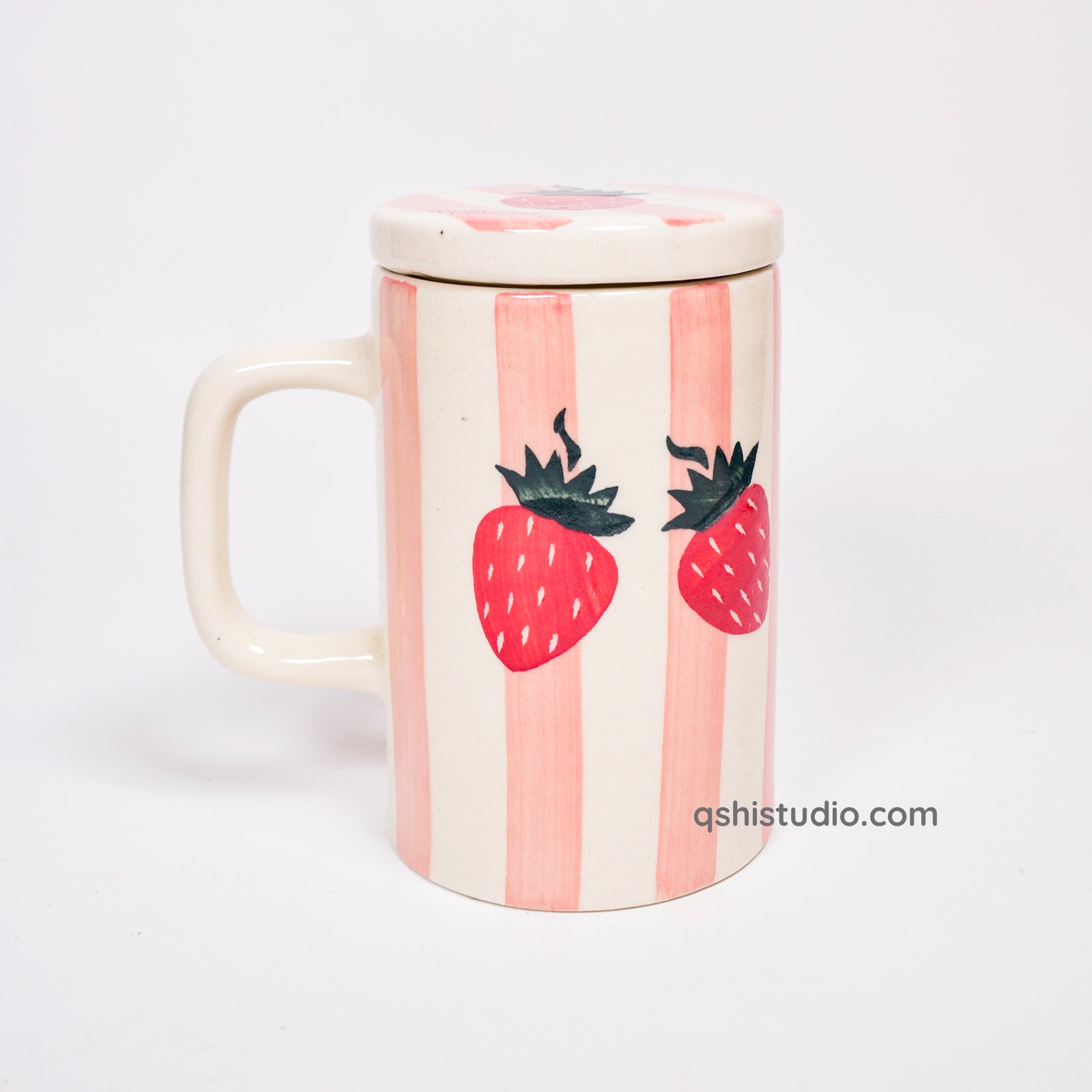 Strawberry Stripe Mug With Lid