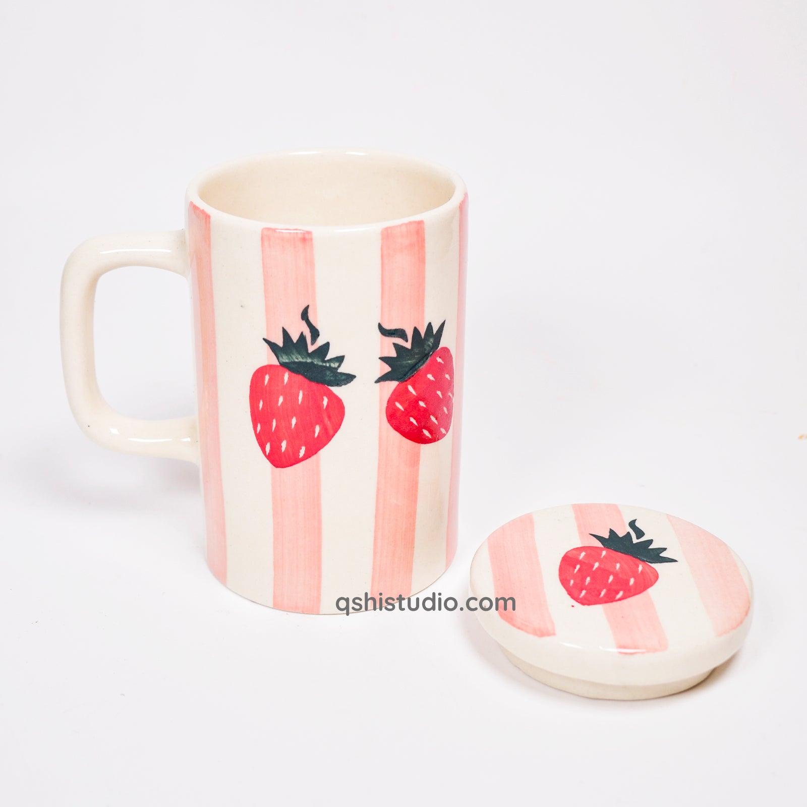 Strawberry Stripe Mug With Lid