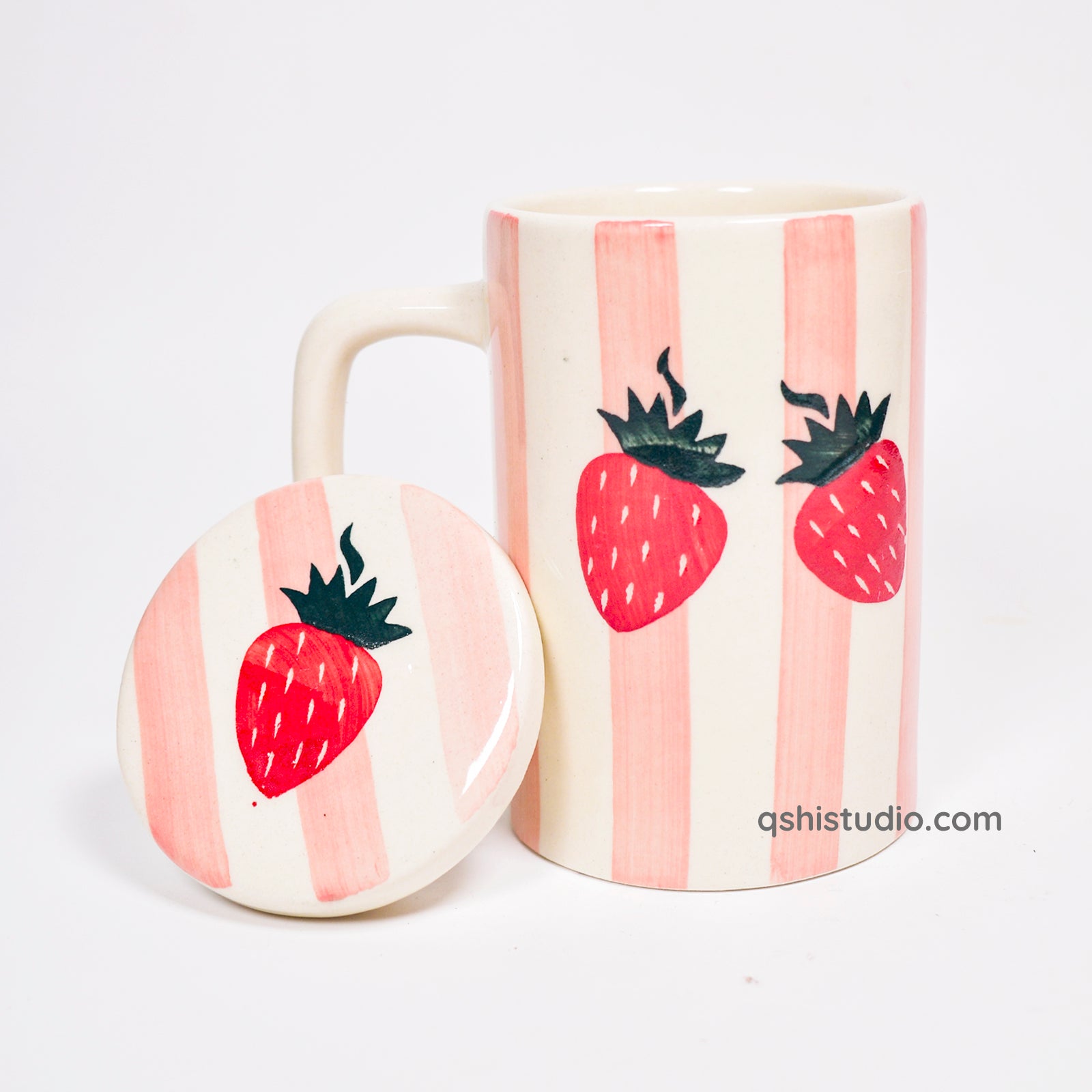 Strawberry Stripe Mug With Lid