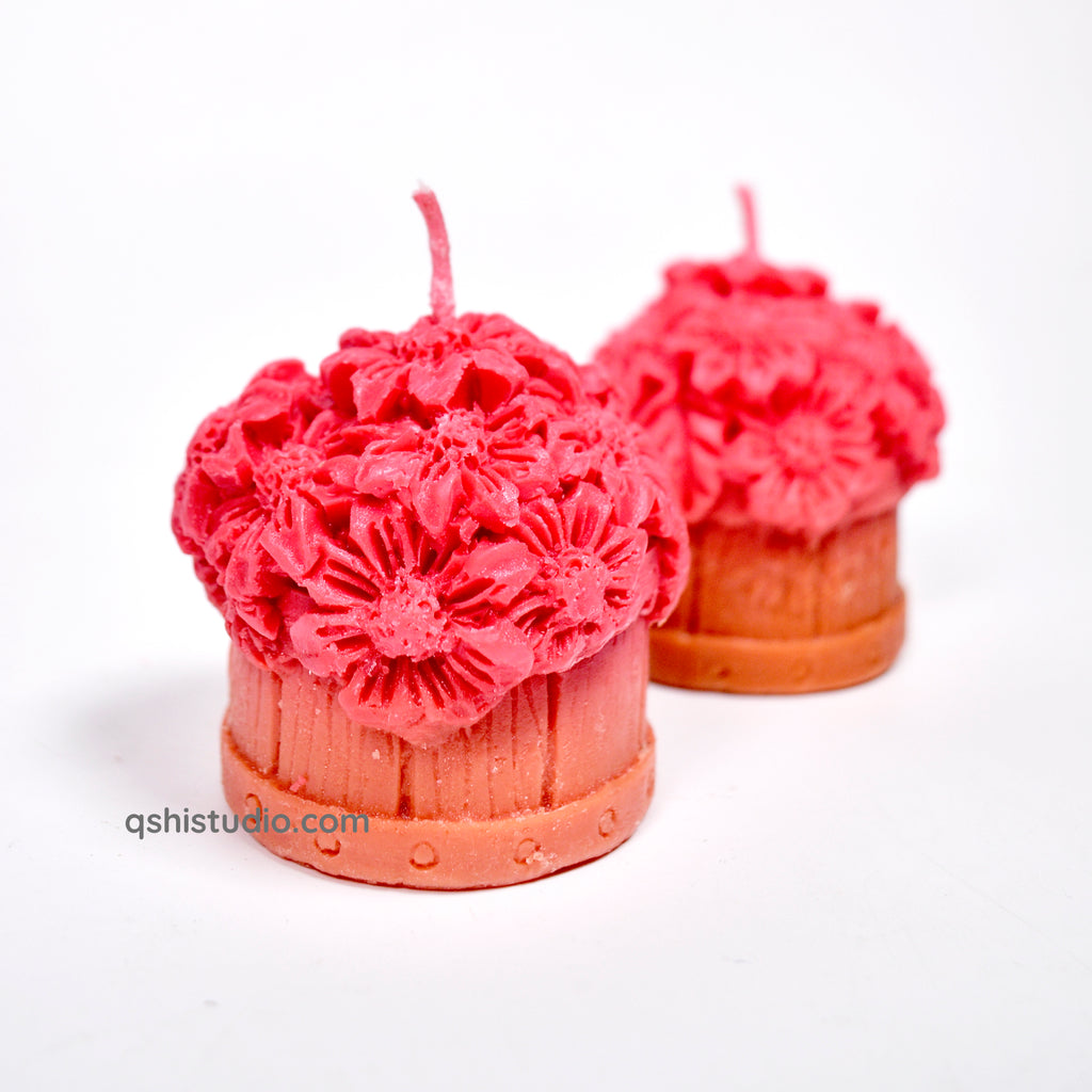 Cute Candle - Flower Basket Set of 2