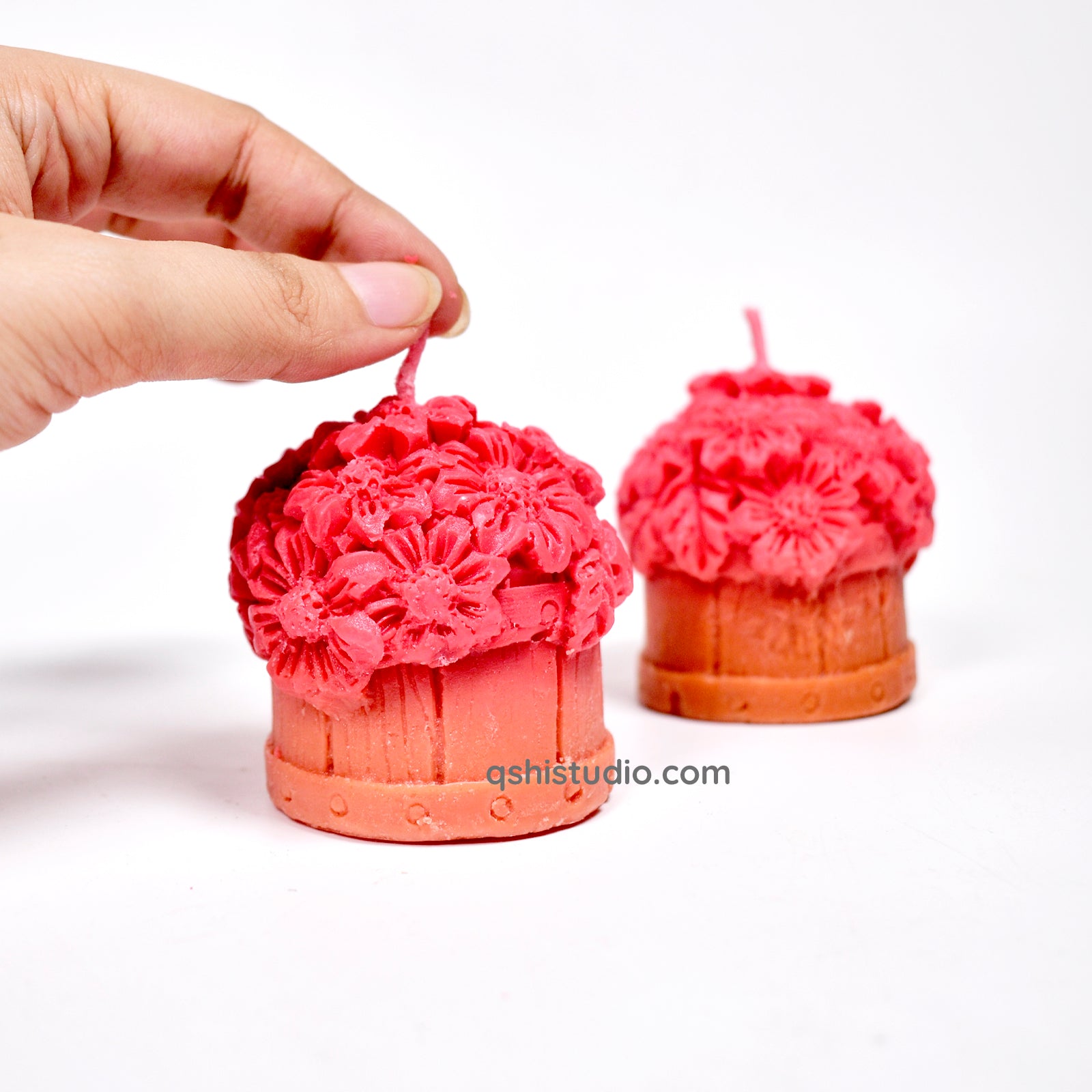 Cute Candle - Flower Basket Set of 2