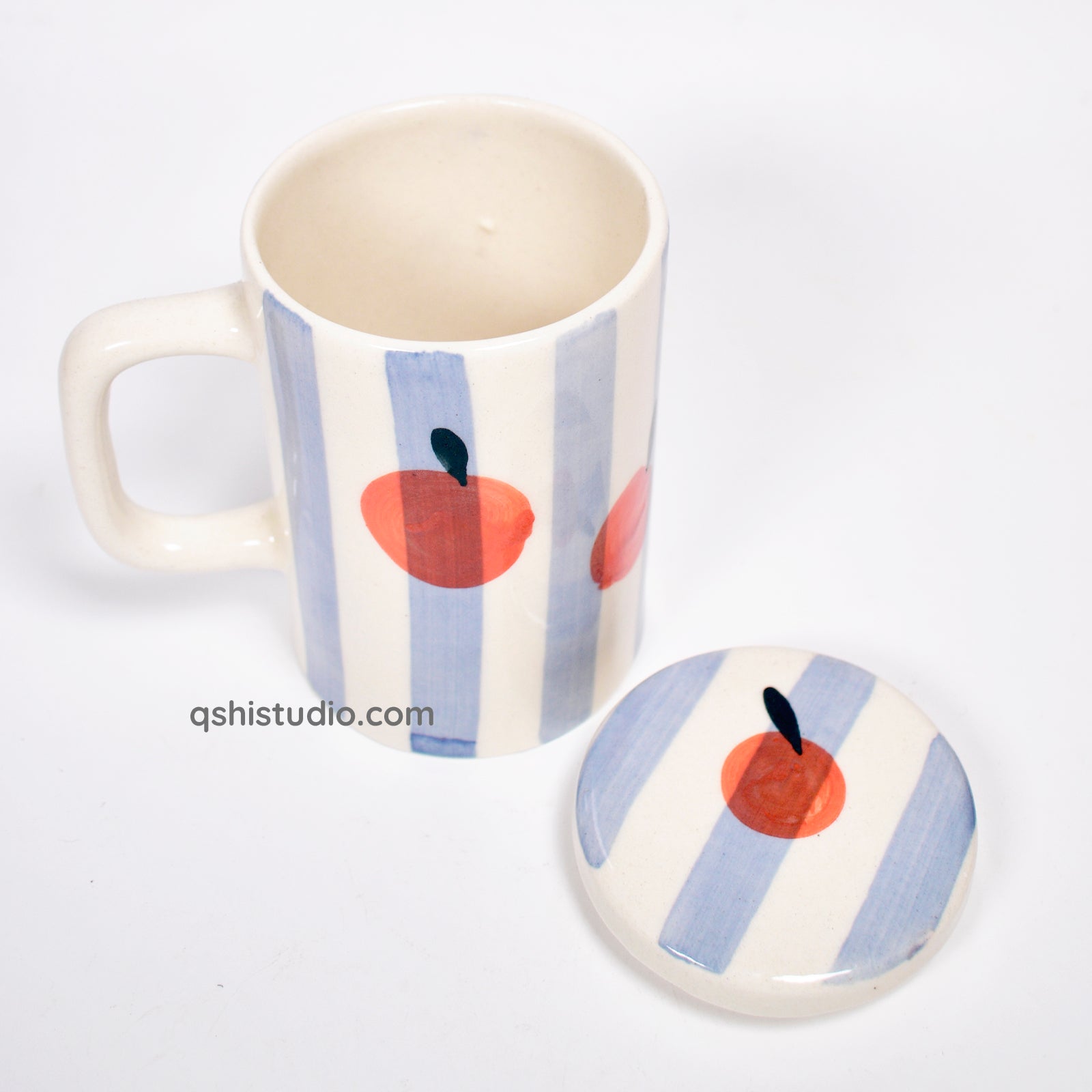 Orange Stripe Mug With Lid