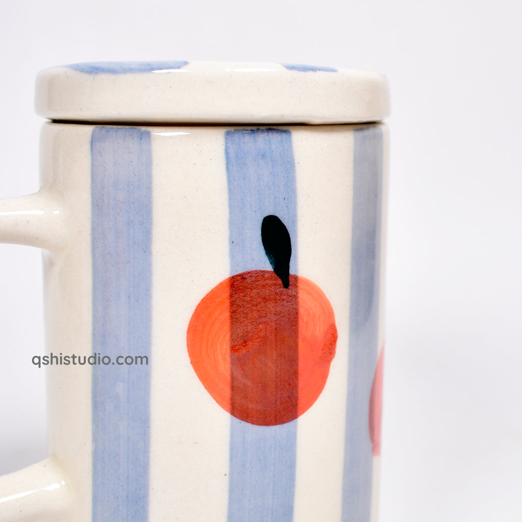 Orange Stripe Mug With Lid