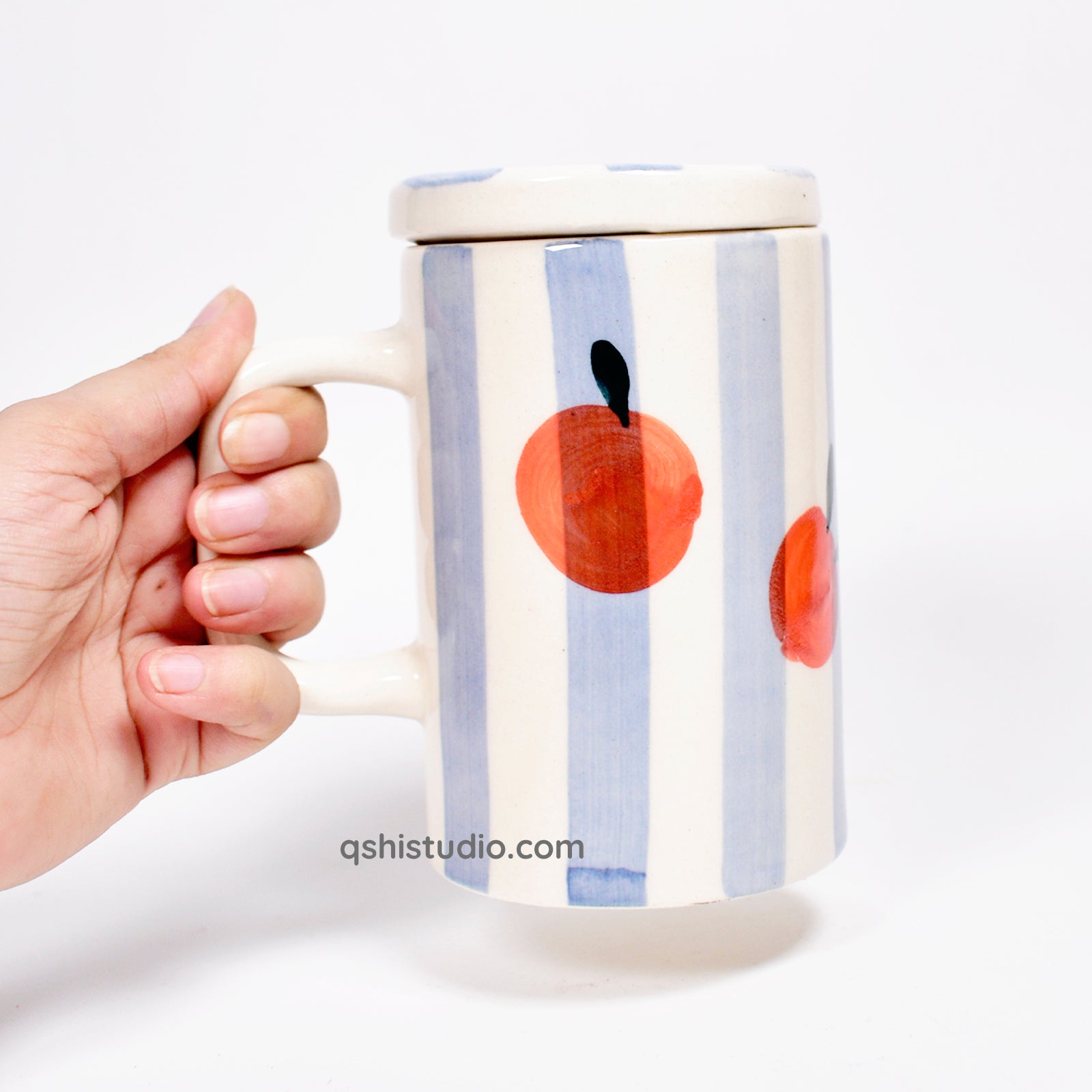 Orange Stripe Mug With Lid