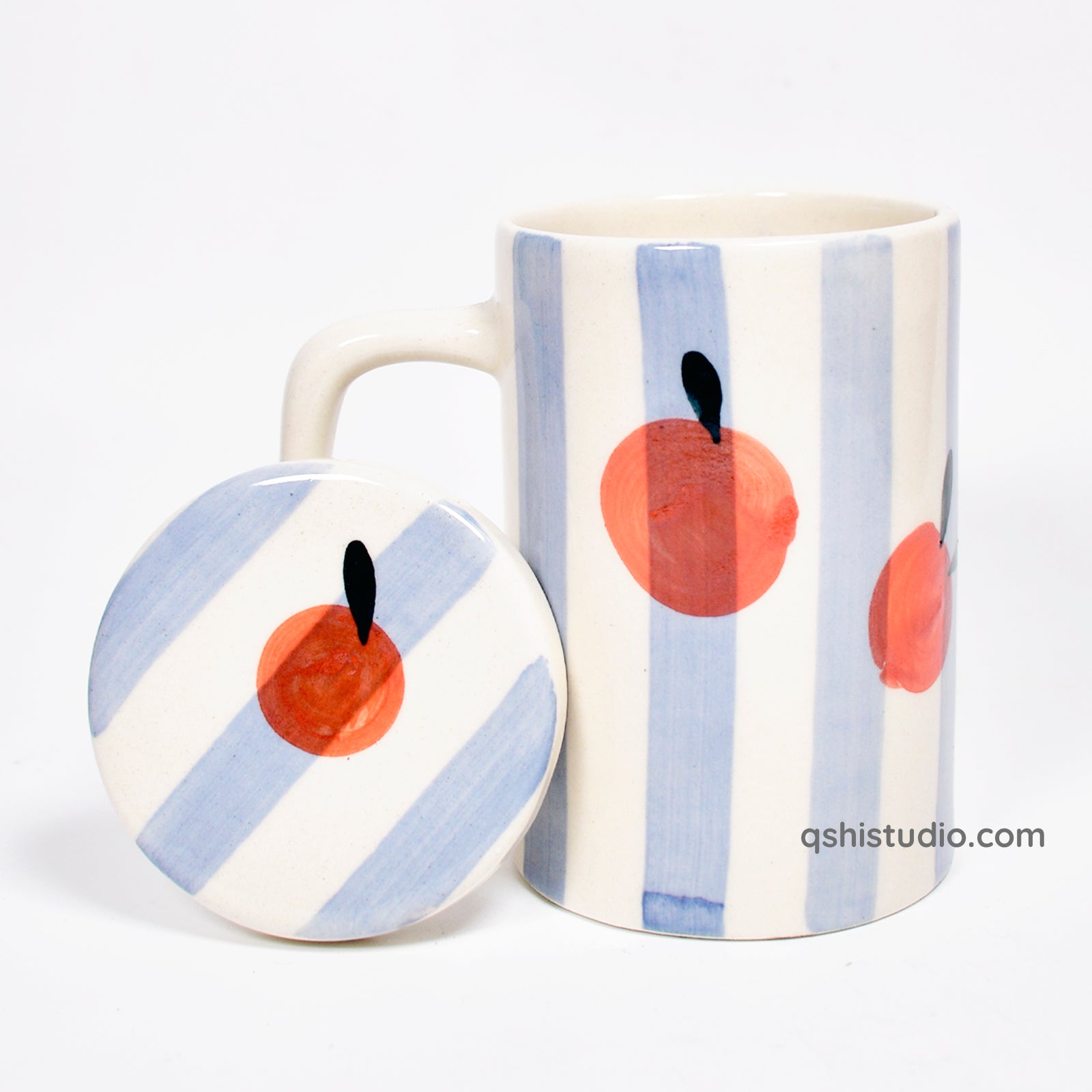 Orange Stripe Mug With Lid