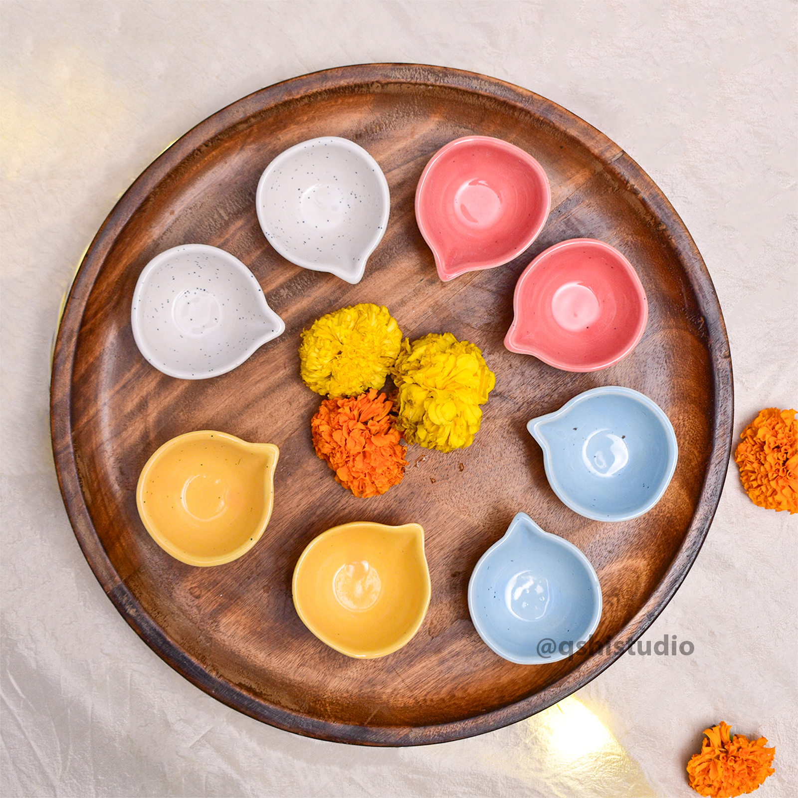 Sunflower Mug, Lotus Stand & Diya Gift Set