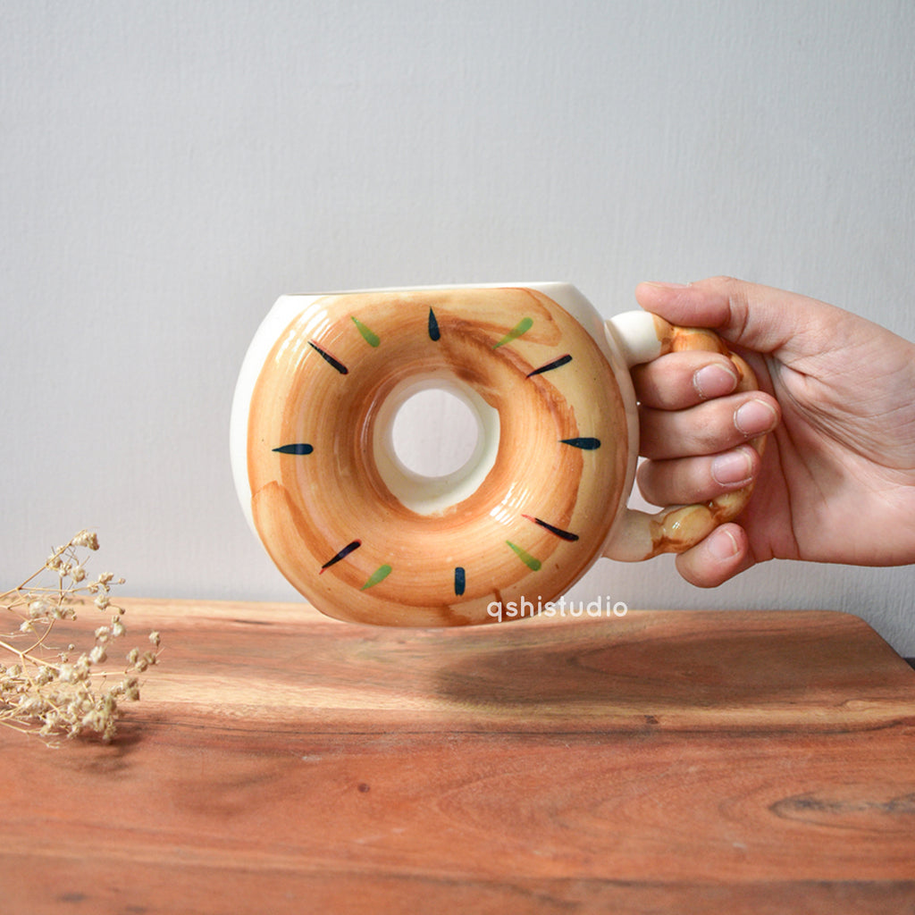 Cute Ceramic Cup - Donut Brown