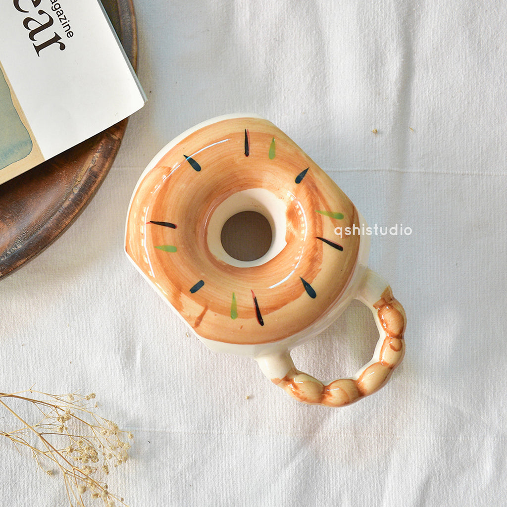 Cute Ceramic Cup - Donut Brown