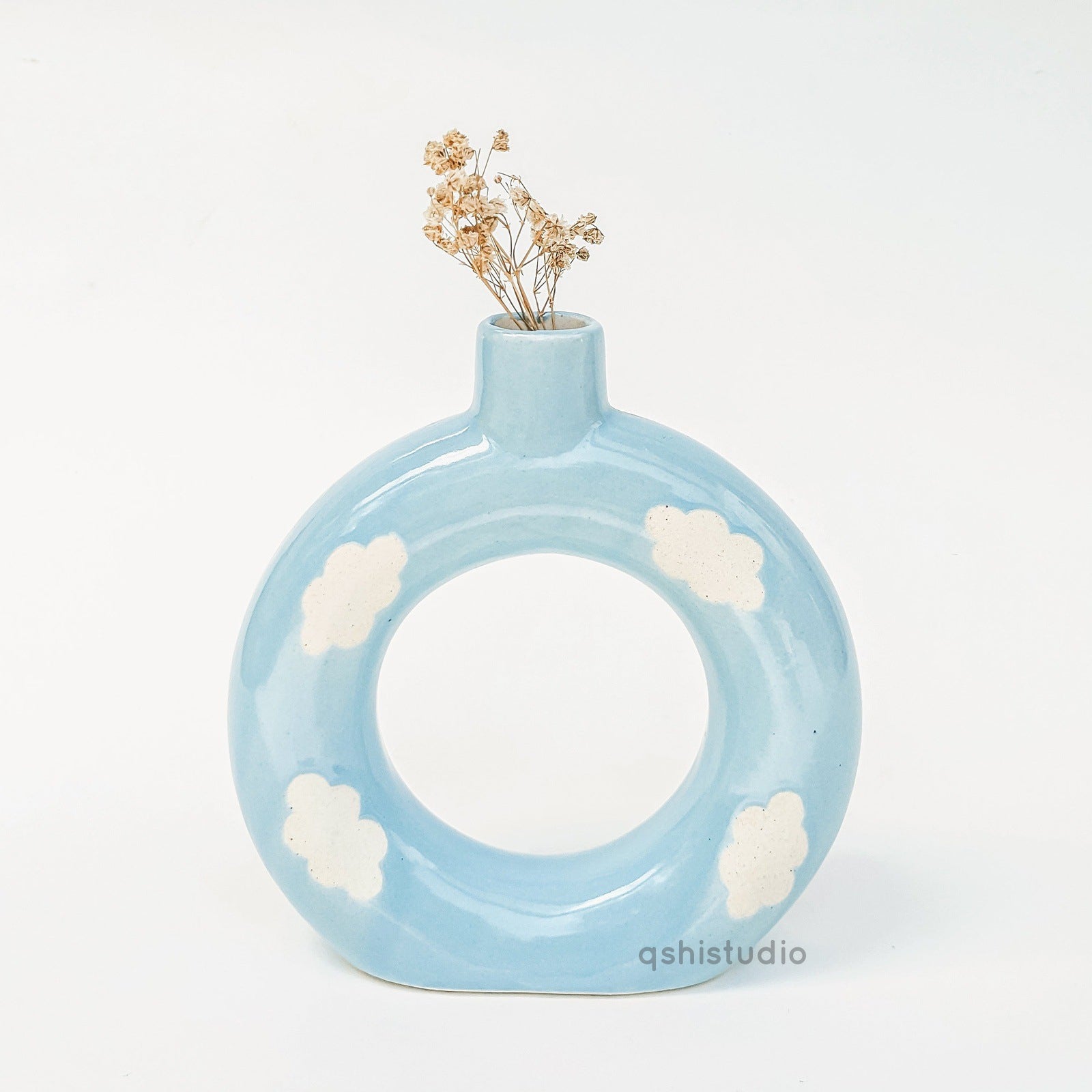 Handmade Ceramic Donut Vase - Cloud