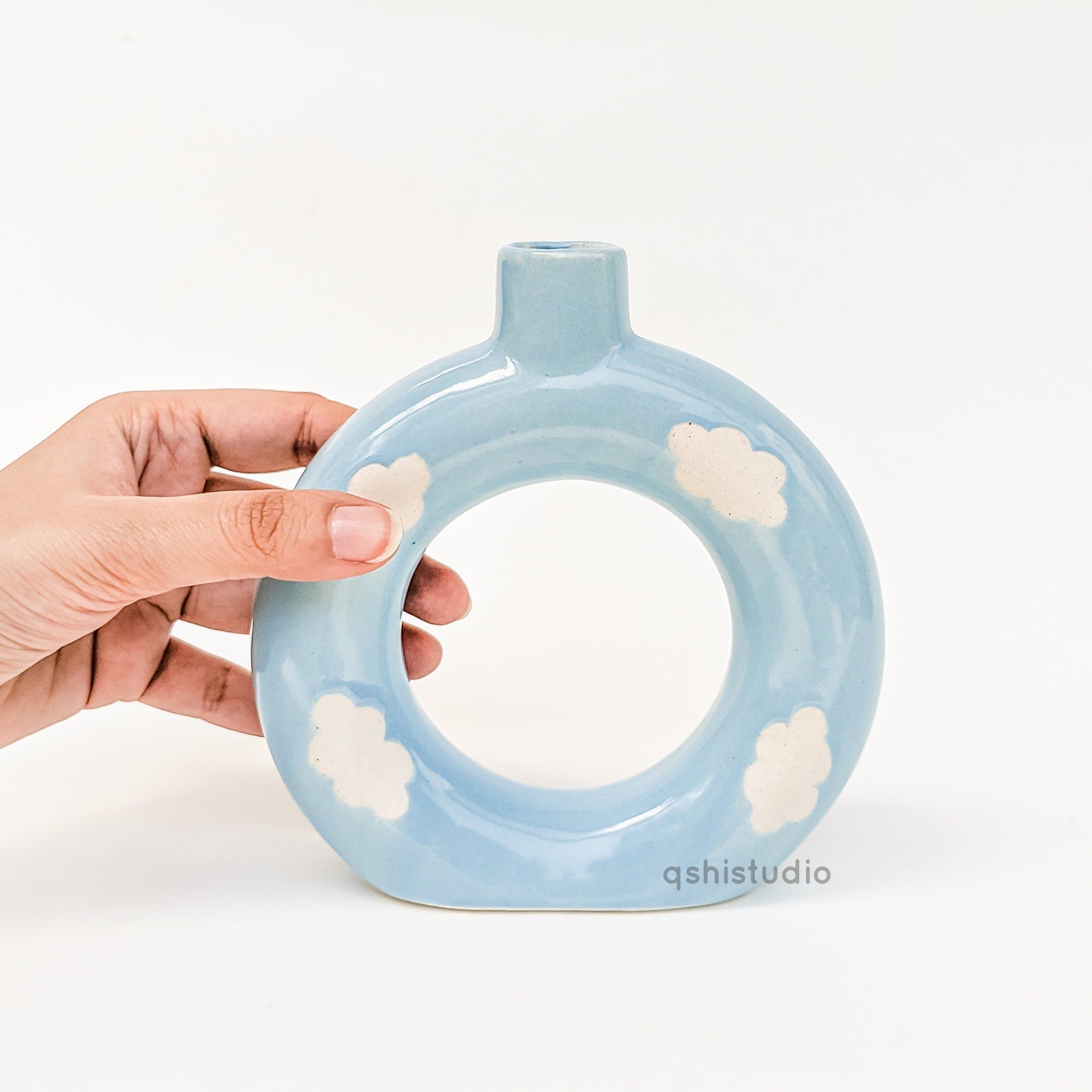 Handmade Ceramic Donut Vase - Cloud