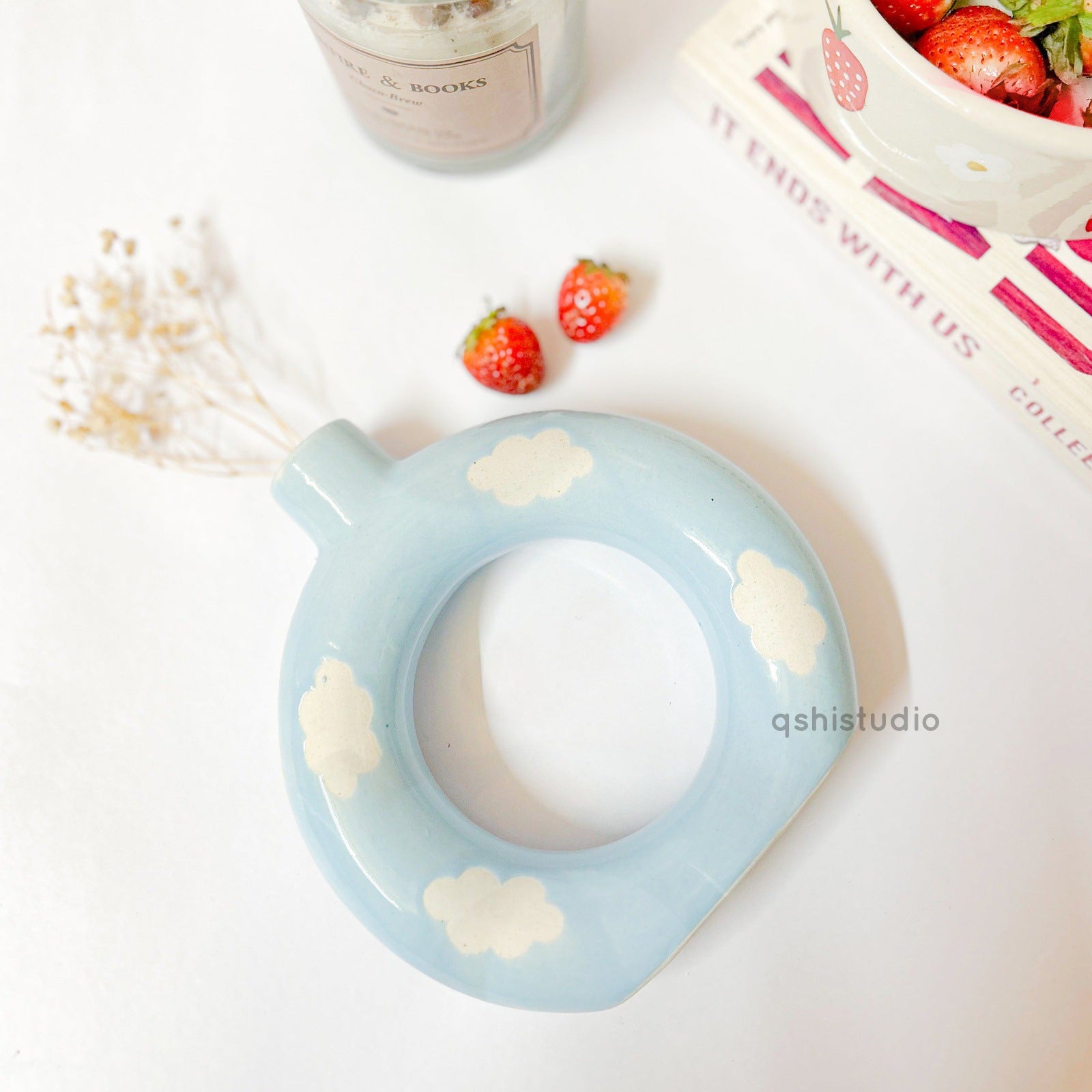 Handmade Ceramic Donut Vase - Cloud