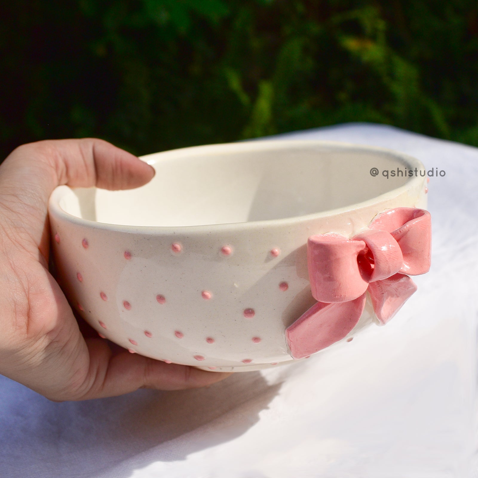 Ceramic Pinterest Bowl - Pink Bow
