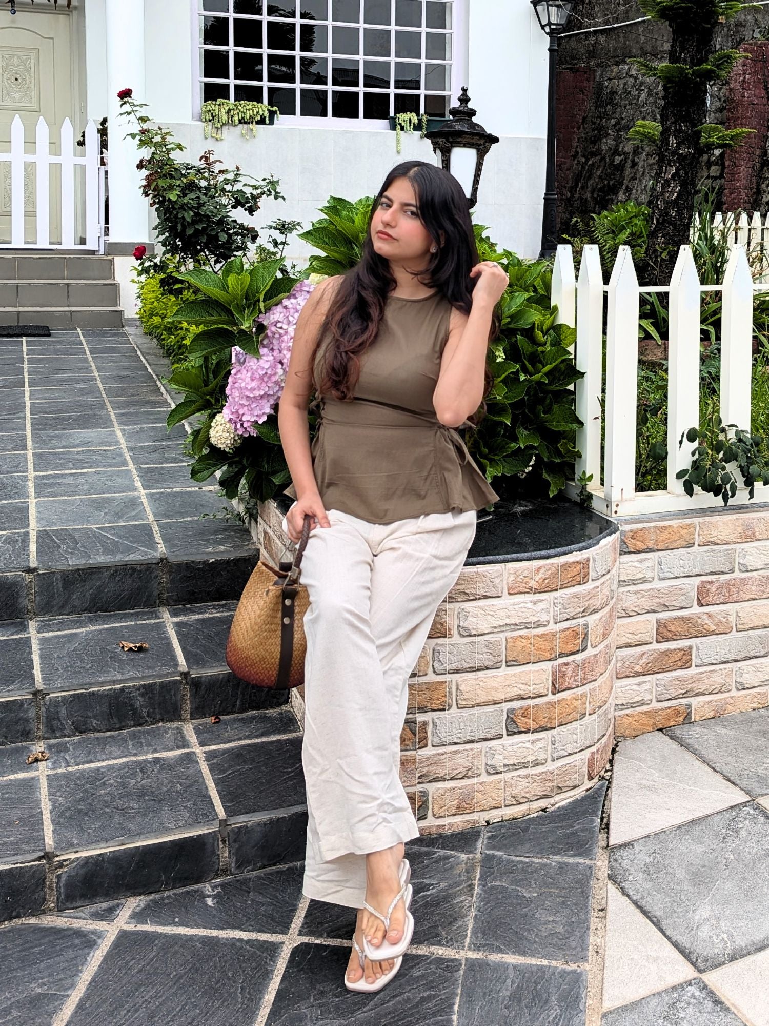 Sage Green Drawstring Top