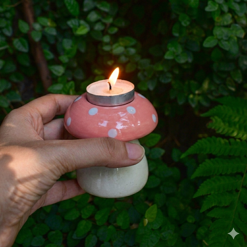 Diya/Candle Holder -  Mushroom (1 pc)