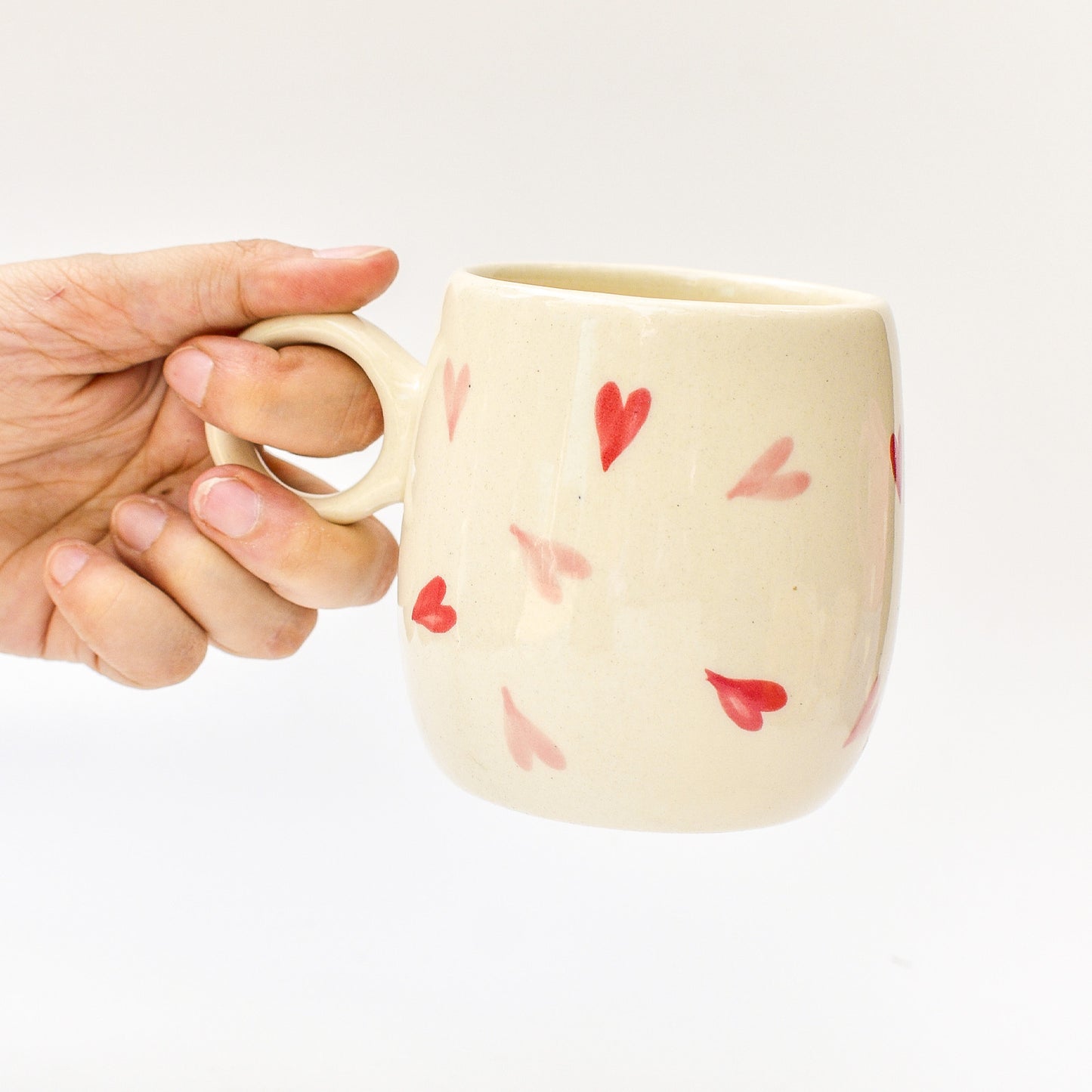 Handmade Ceramic Coffee Mugs - Twin Hearts