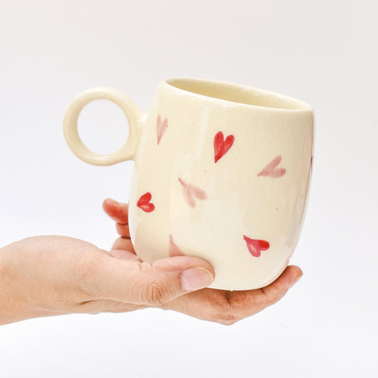 Handmade Ceramic Coffee Mugs - Twin Hearts
