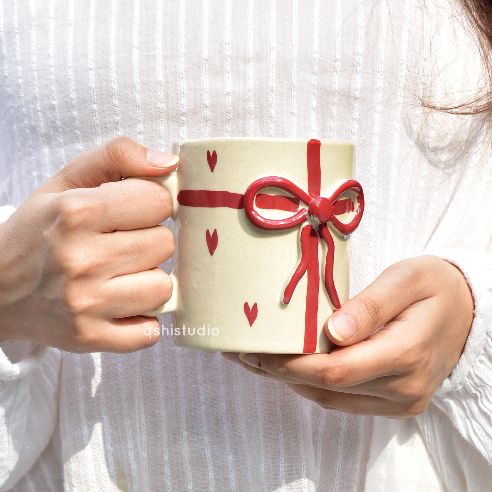 Aesthetic Ceramic Mug - Gift Bow