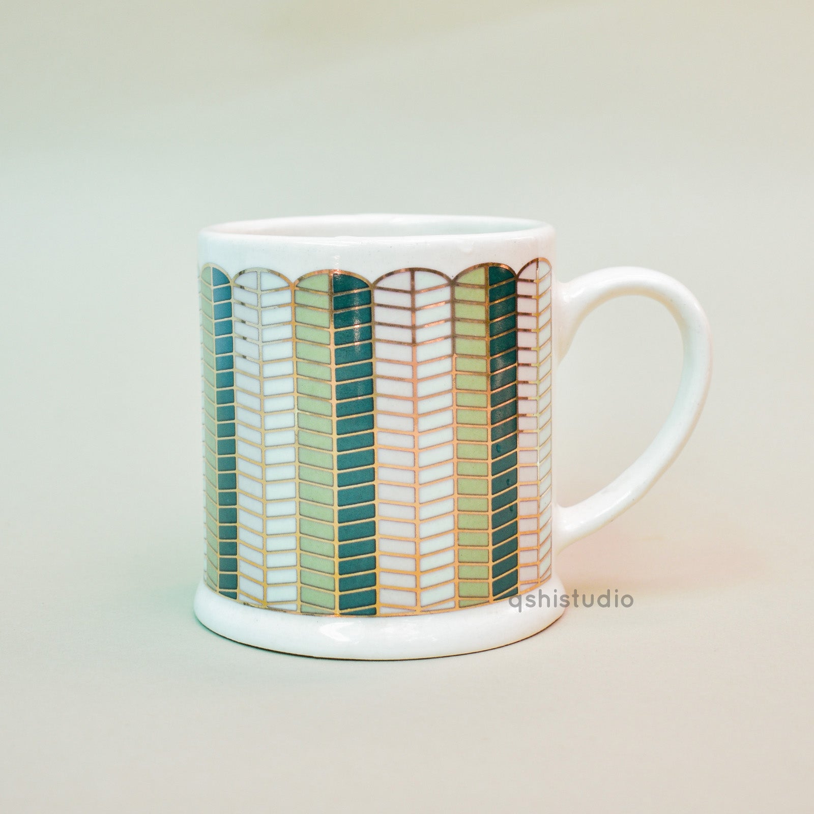 Handmade Ceramic Mug - Golden Leaf