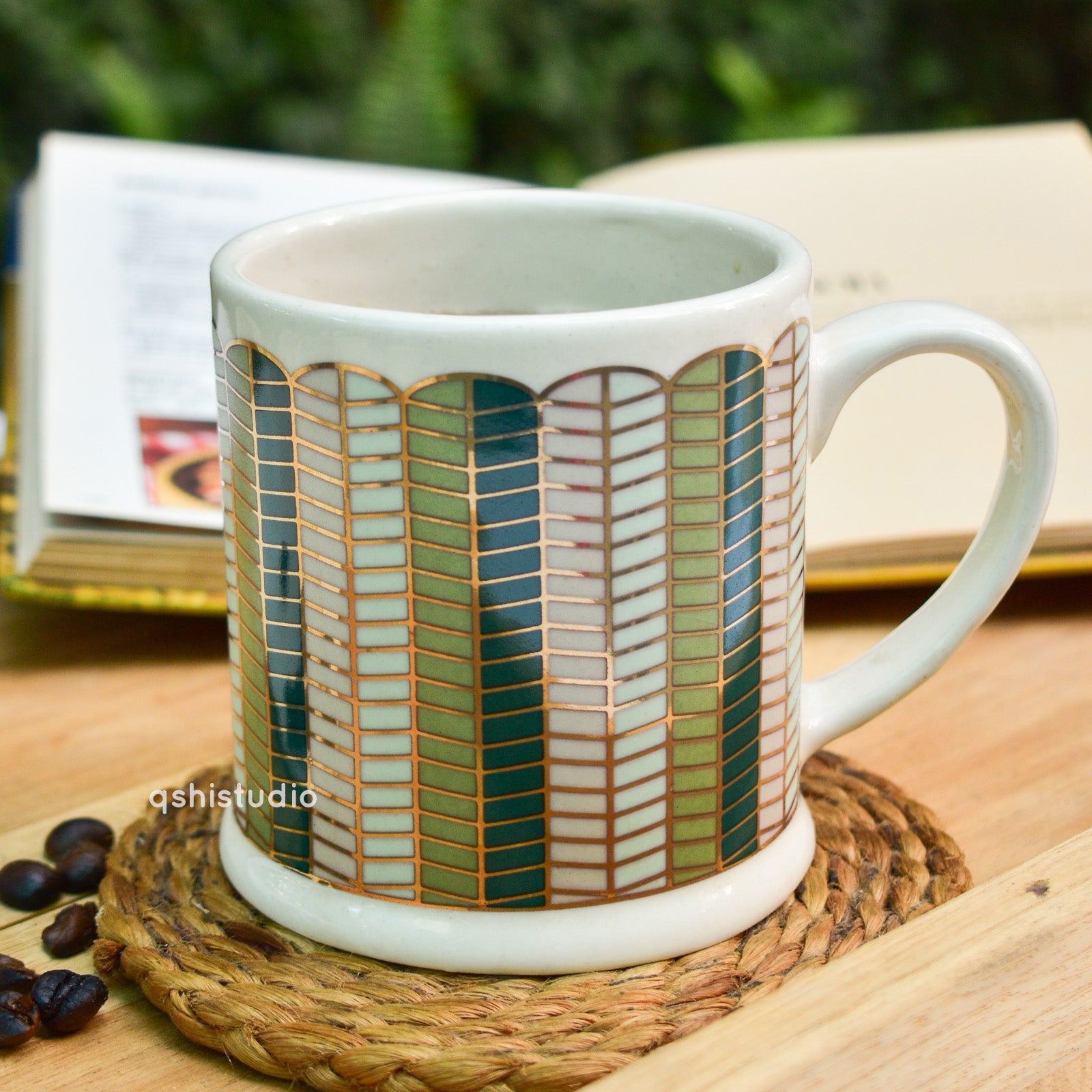 Handmade Ceramic Mug - Golden Leaf