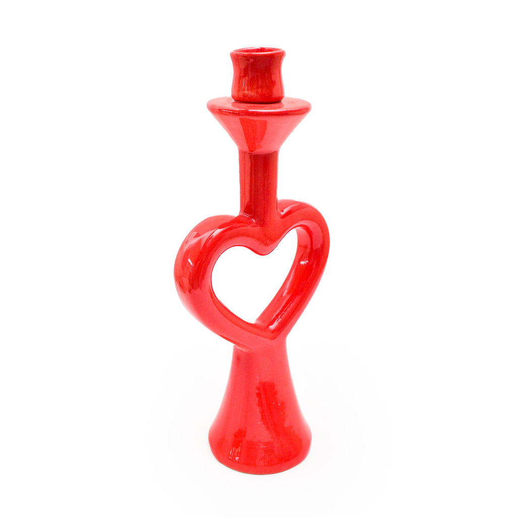 Ceramic Candle Stand - Red Heart