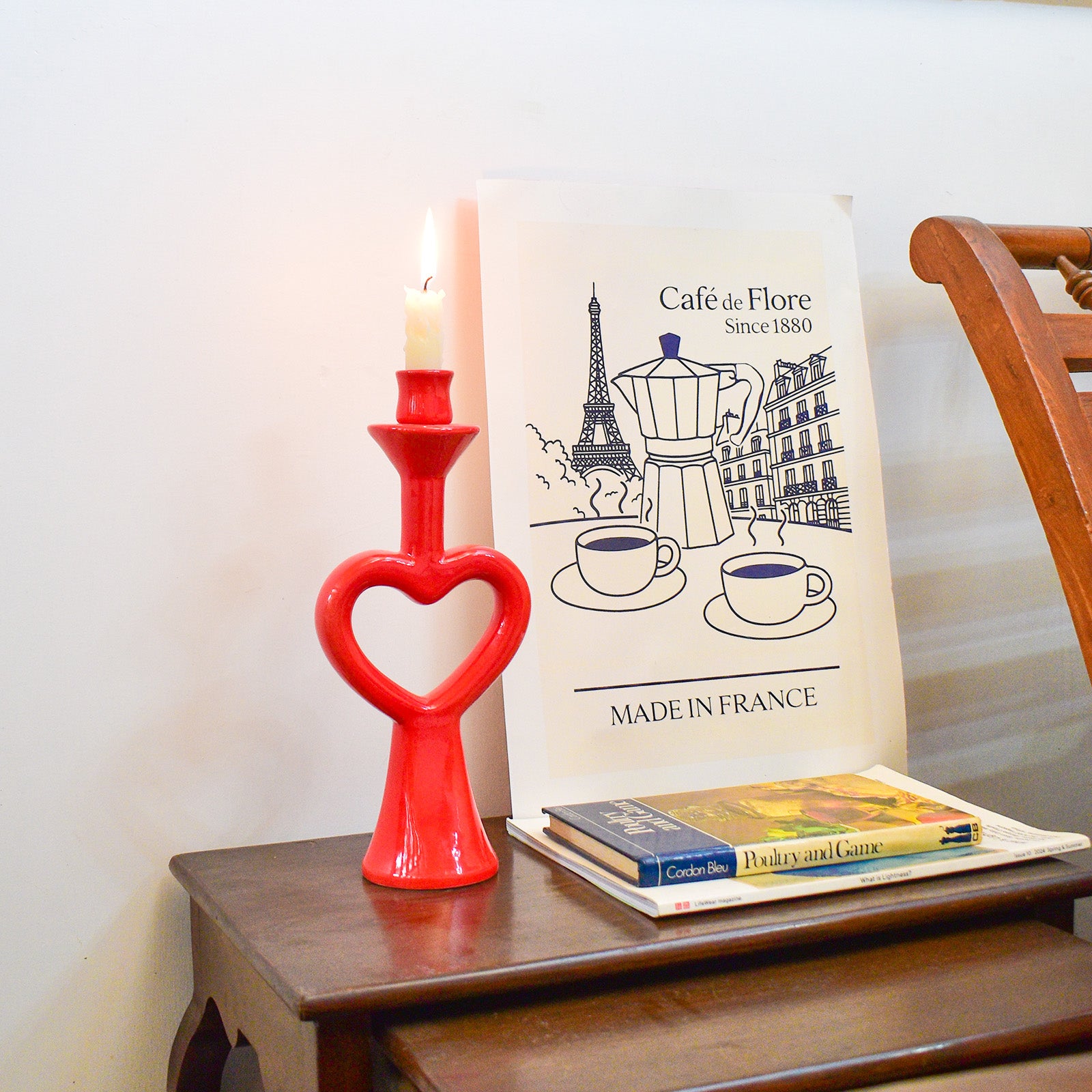 Ceramic Candle Stand - Red Heart