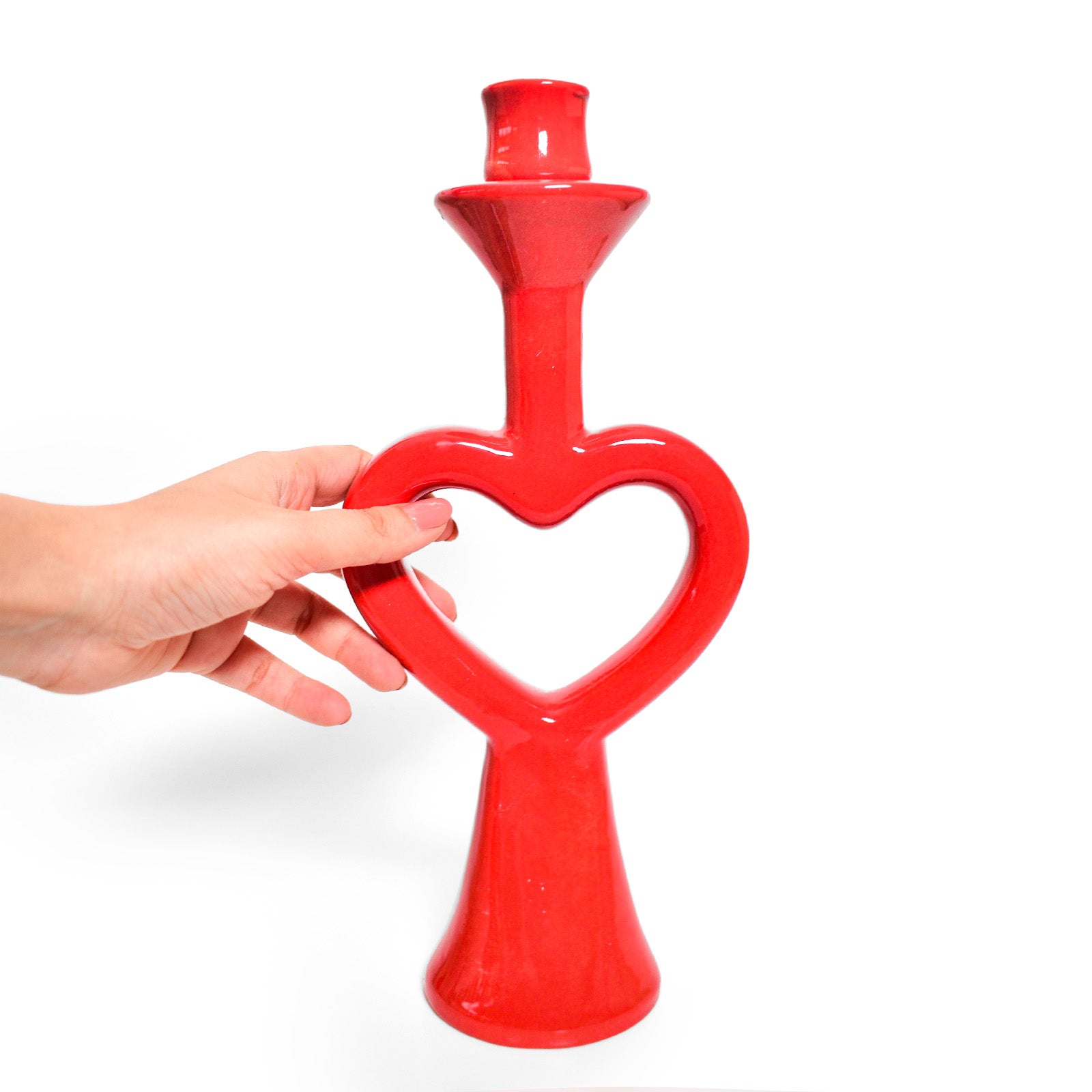 Ceramic Candle Stand - Red Heart