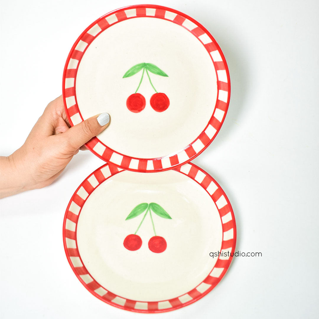 Cute Dessert Plate -  Red Cherry