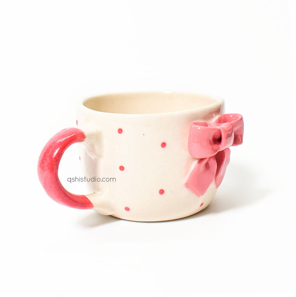 Ceramic Coffee Mug - Small Dotty Bow