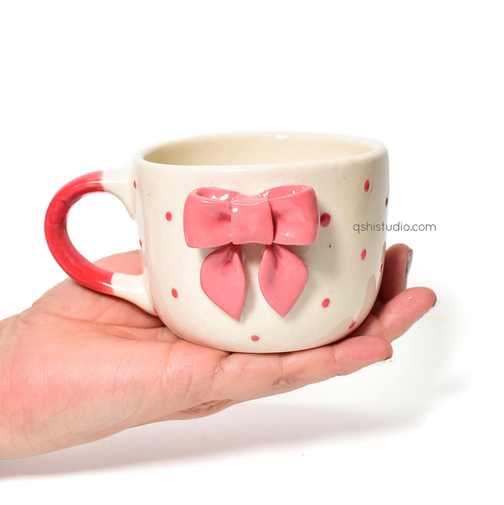 Ceramic Coffee Mug - Small Dotty Bow