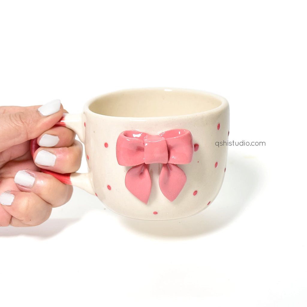 Ceramic Coffee Mug - Small Dotty Bow