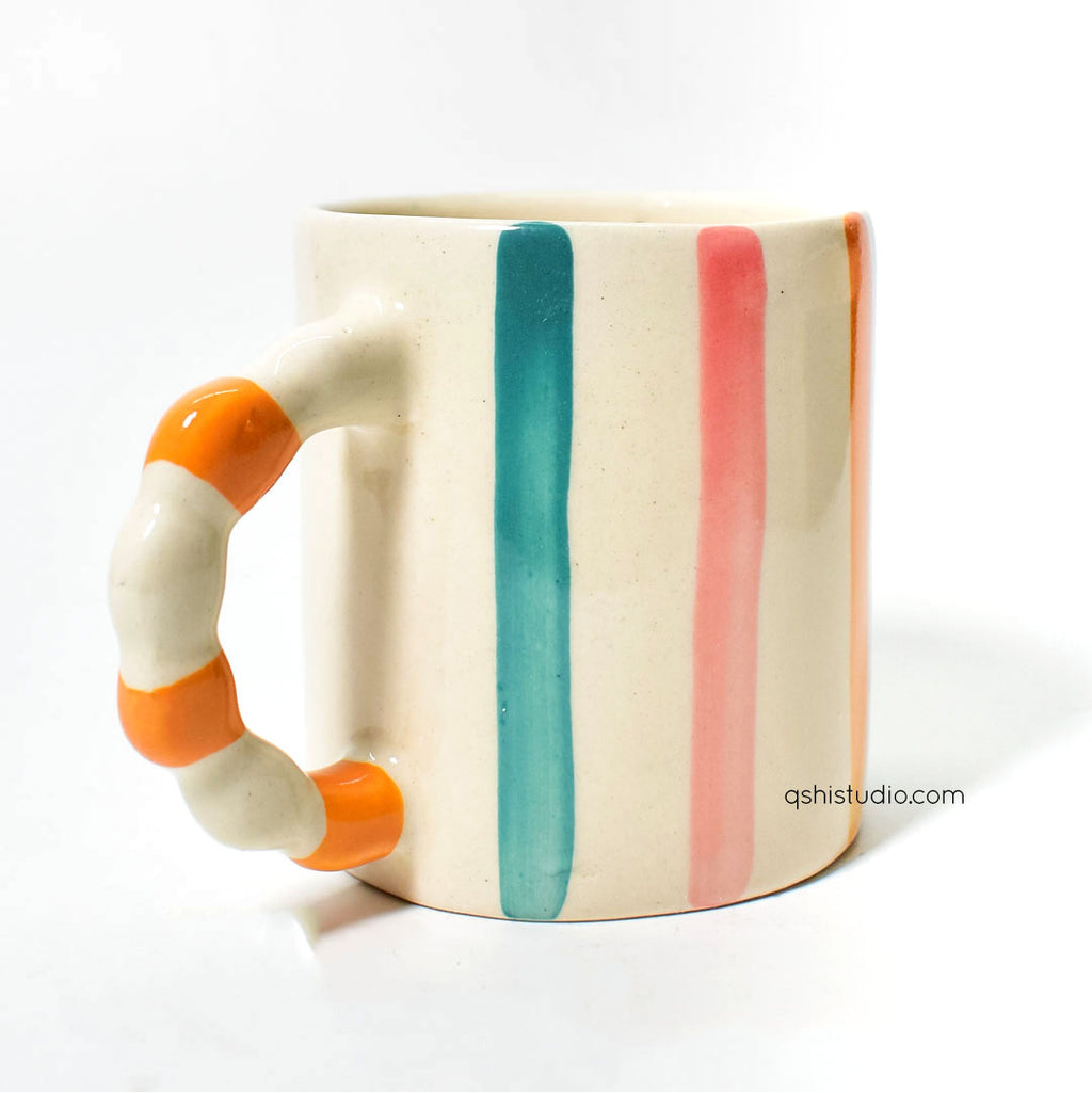 Ceramic Mug - Multi colored stripes