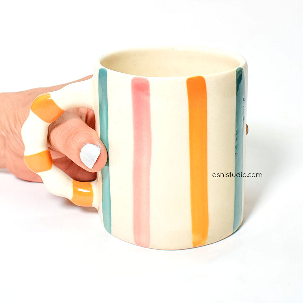 Ceramic Mug - Multi colored stripes