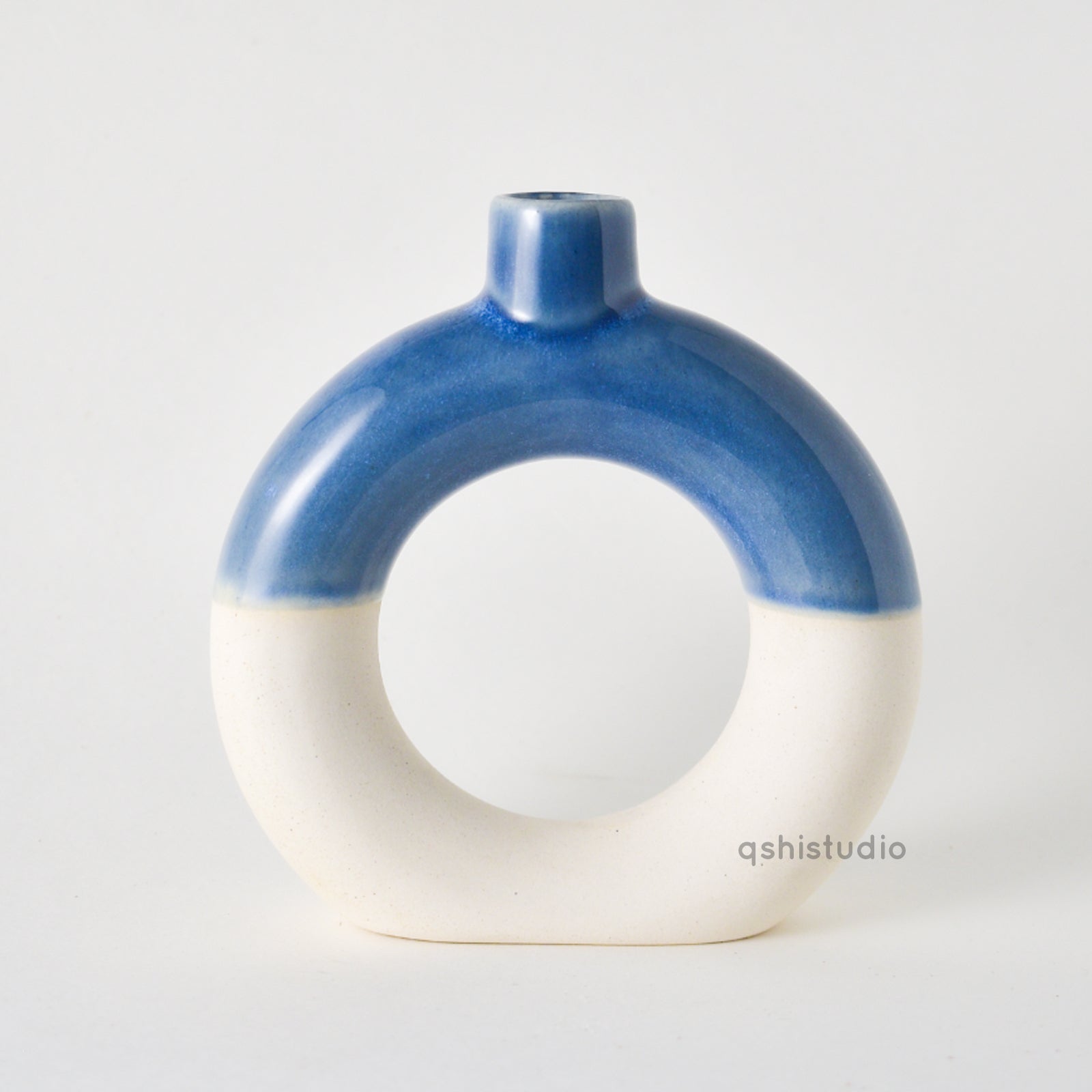 Decorative Ceramic Donut Vase - Midnight Blue
