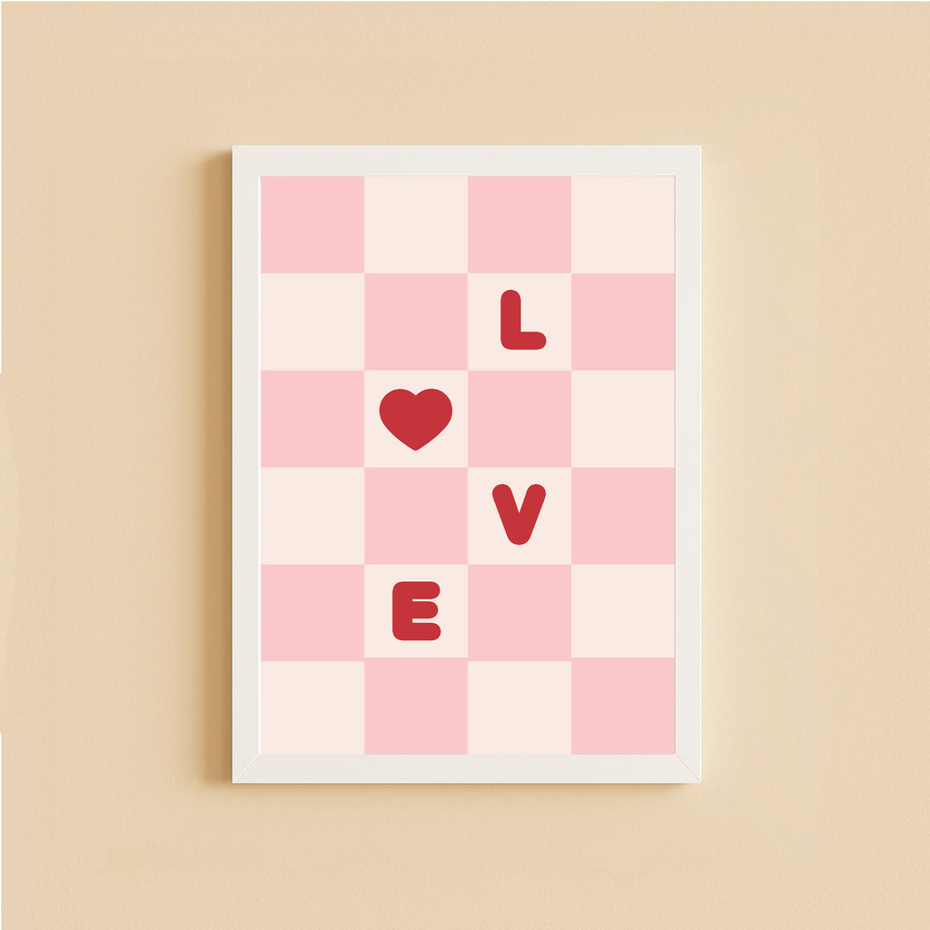 LOVE Poster – Red Heart & Letter Art Print