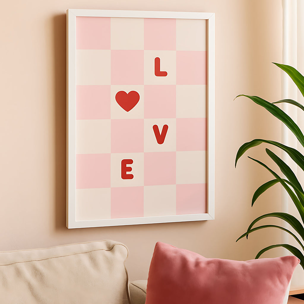 LOVE Poster – Red Heart & Letter Art Print
