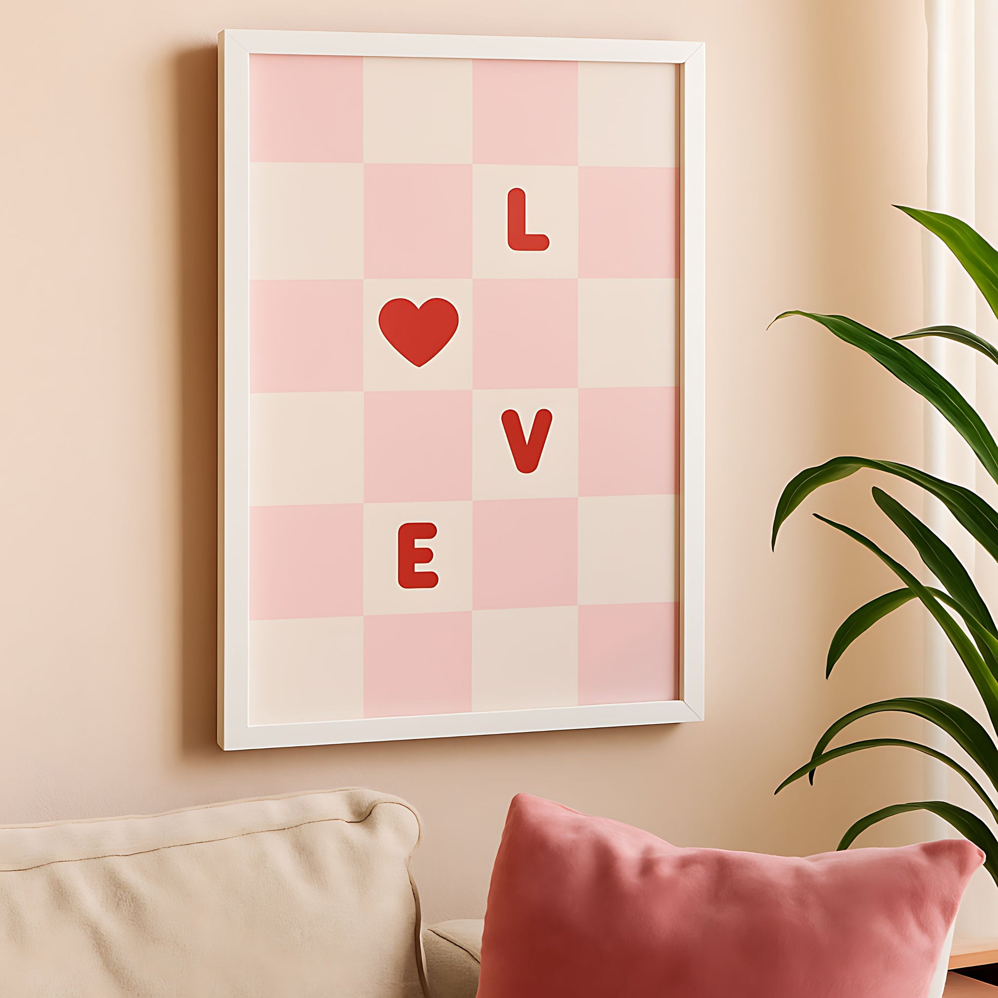 LOVE Poster – Red Heart & Letter Art Print