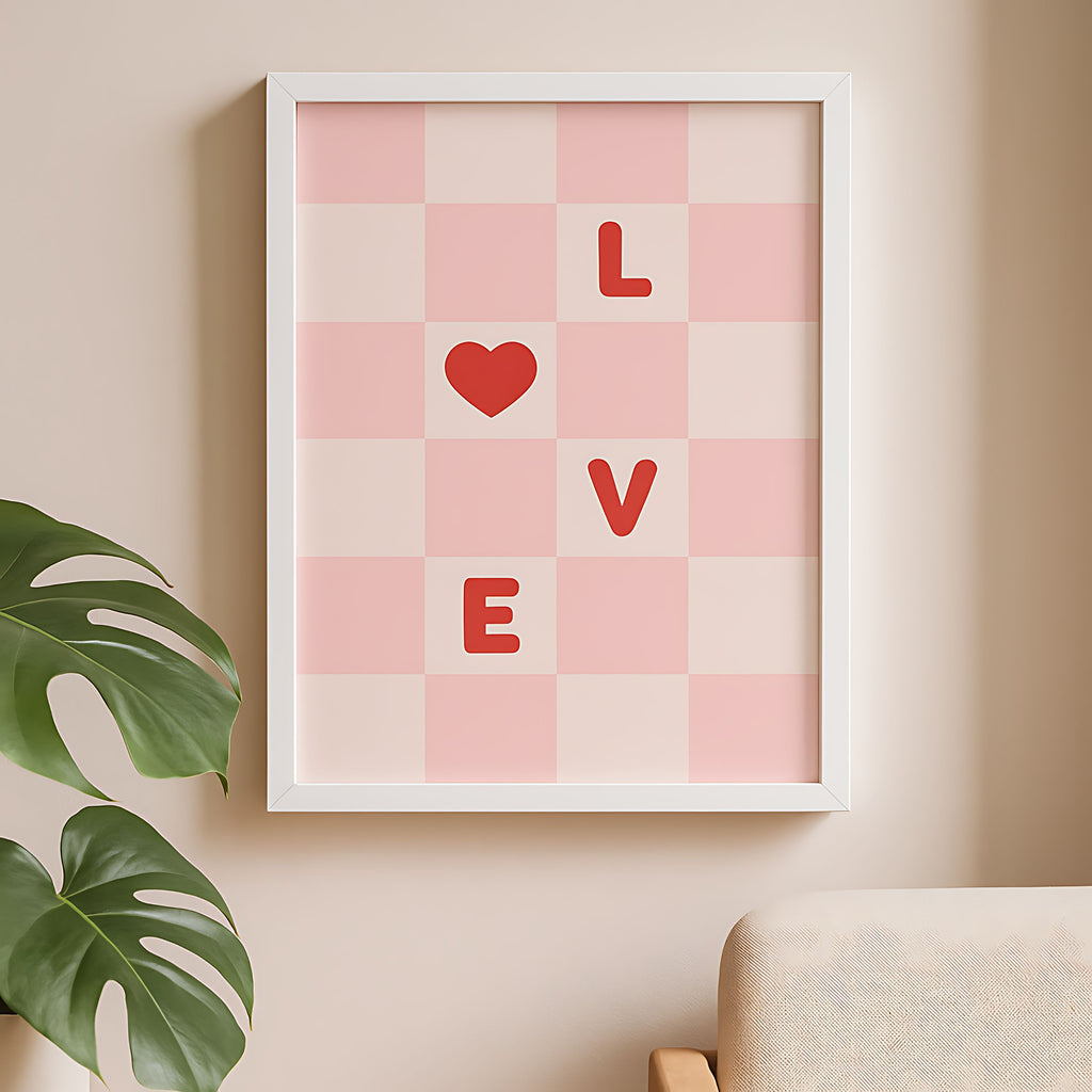 LOVE Poster – Red Heart & Letter Art Print
